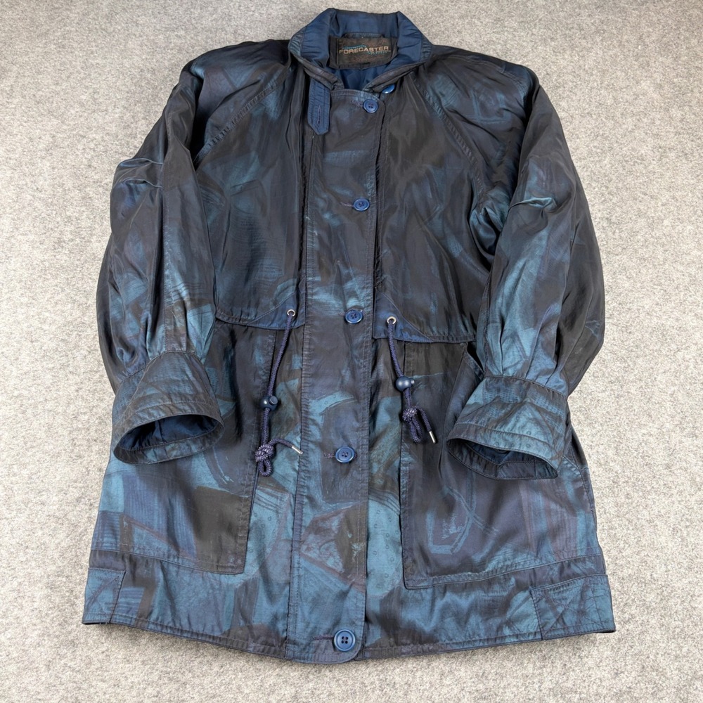 Forecaster Jacket Women XS Blue Abstract Iridescent Vintage Windbreaker Raincoat
